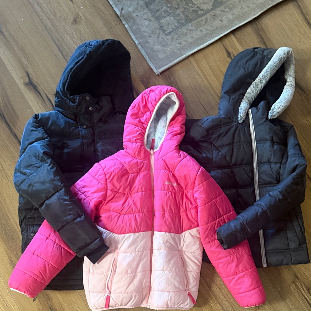 DKNY Kids Pink and Black Puffer Jackets